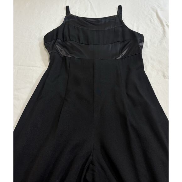 Vintage Sleeveless Jumpsuit Black Satin Formal Event professional Womens Size 9 - Picture 5 of 12